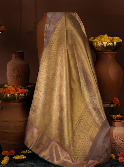 Pastel Pink Kanchipuram Silk Saree With Silver & Gold Zari Weaves