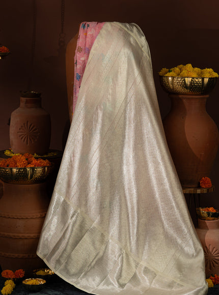 Pink Kanchipuram Kora Silk With Minakari Jaal Weaves