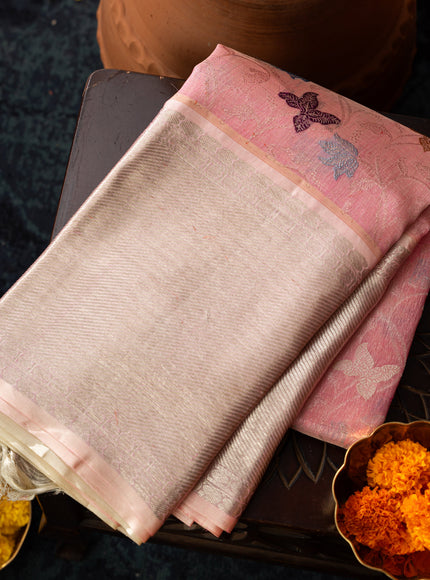 Pink Kanchipuram Kora Silk With Minakari Jaal Weaves