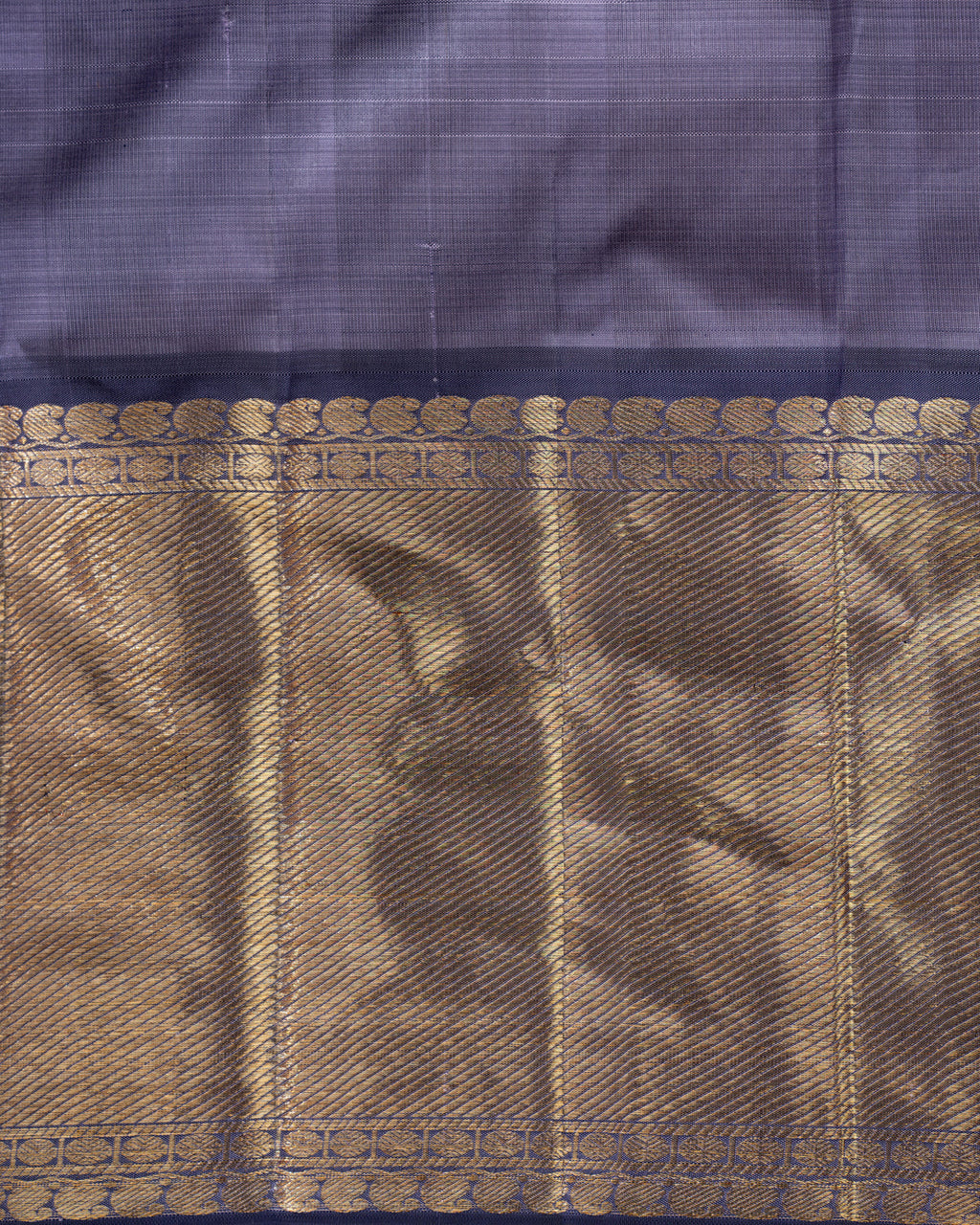 Lavender & Blue Kanchipuram Silk Saree With Silver Butta Motif