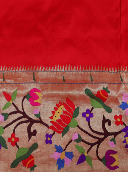 Red Pure Paithani Silk Saree With Mina Weaves