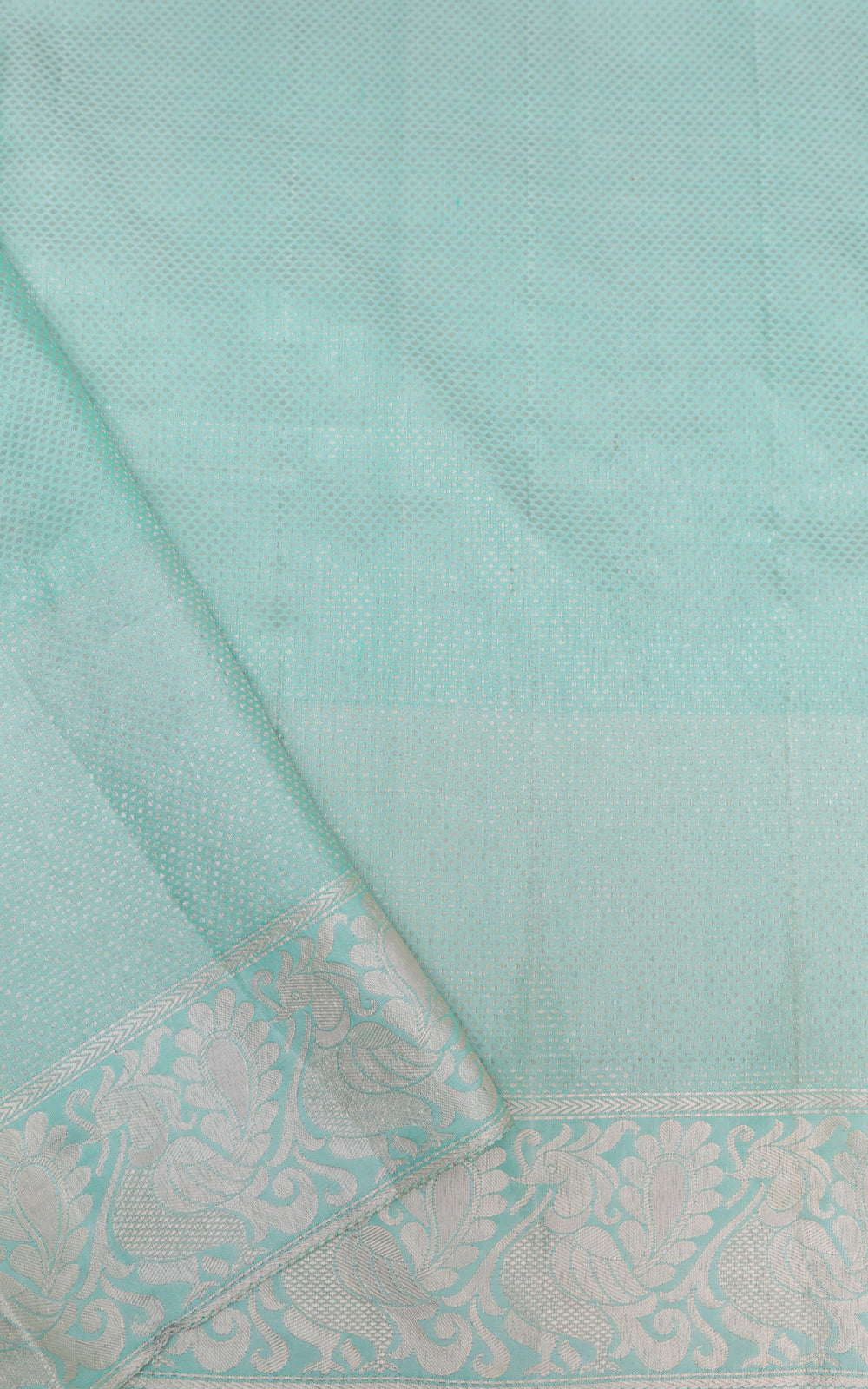 Pastel Blue Kanchipuram Silk Saree With Floral Embroidery