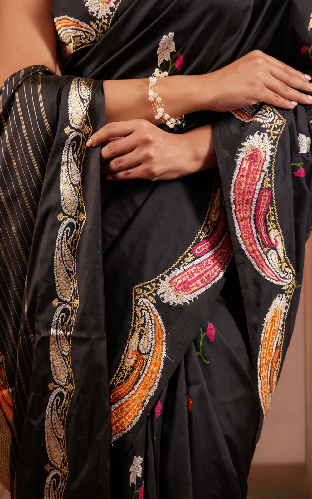 Dark Grey Banarasi Silk Saree With Kadhua Weaves