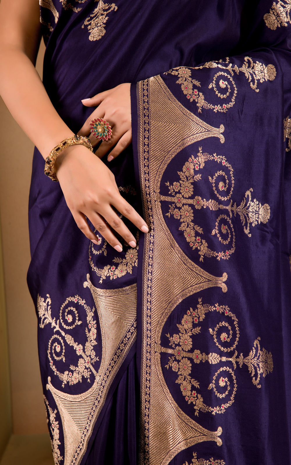 Blue Banarasi Silk Saree With Kadhua Weaves