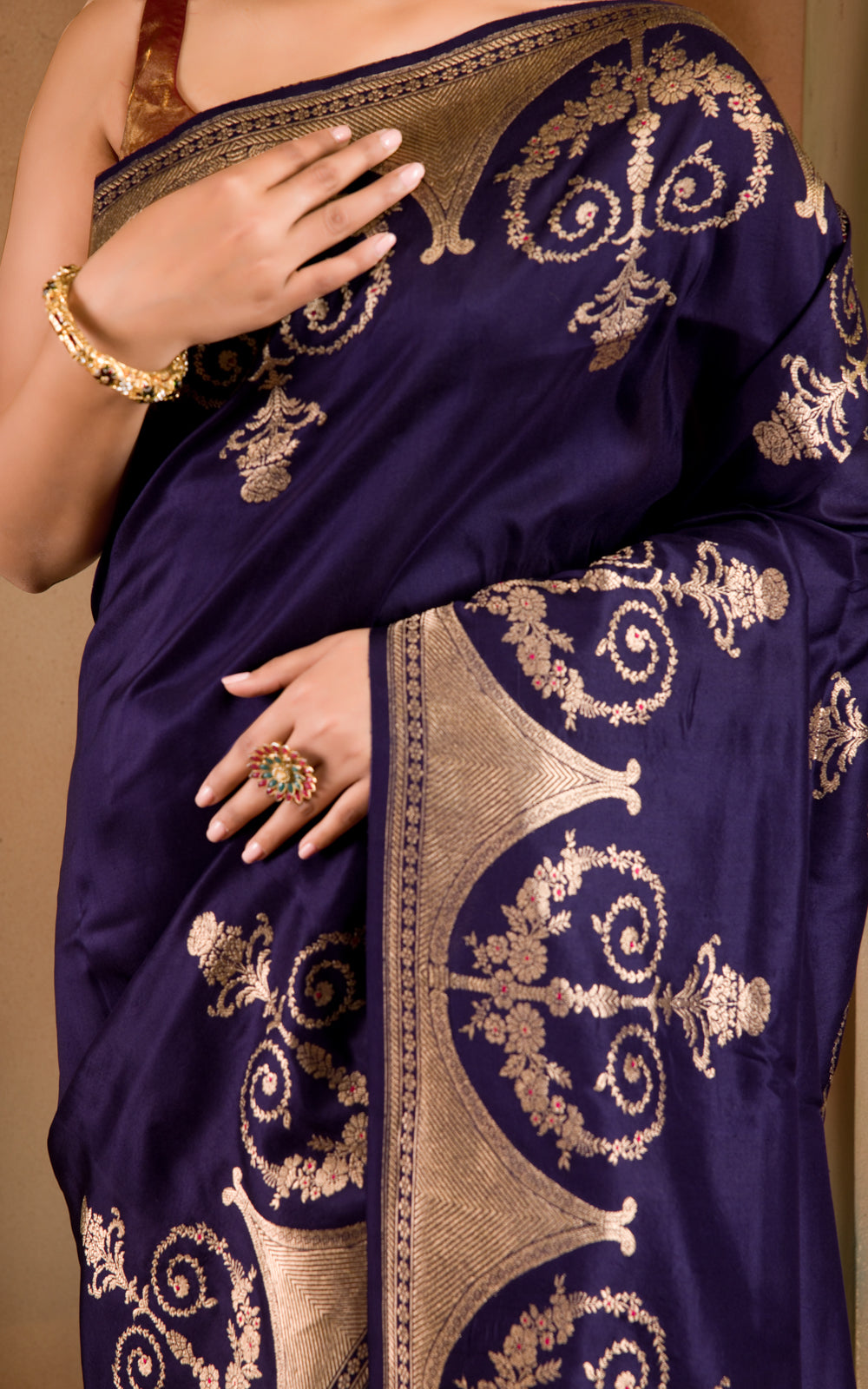 Blue Banarasi Silk Saree With Kadhua Weaves