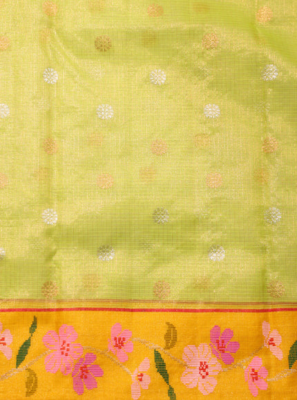 Light Green Zari Kota Saree Silver & Gold Butta