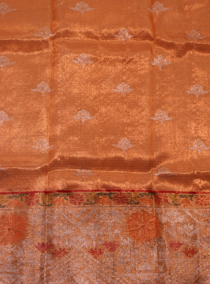 Pastel Grey Zari Kota Saree With Jamdani Weaves