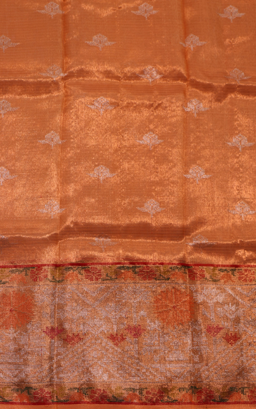 Pastel Grey Zari Kota Saree With Jamdani Weaves