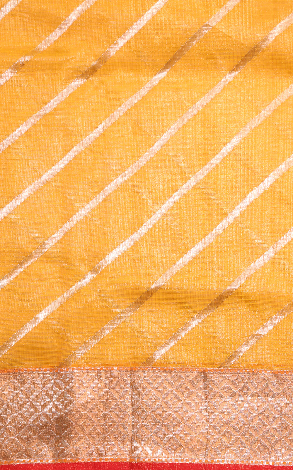 Yellow Zari Kota Saree With Jamdani Weaves