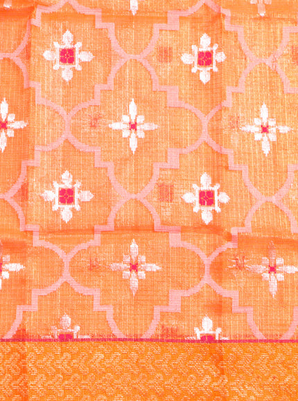 Lavender Zari Kota Saree With Jamdani Weaves