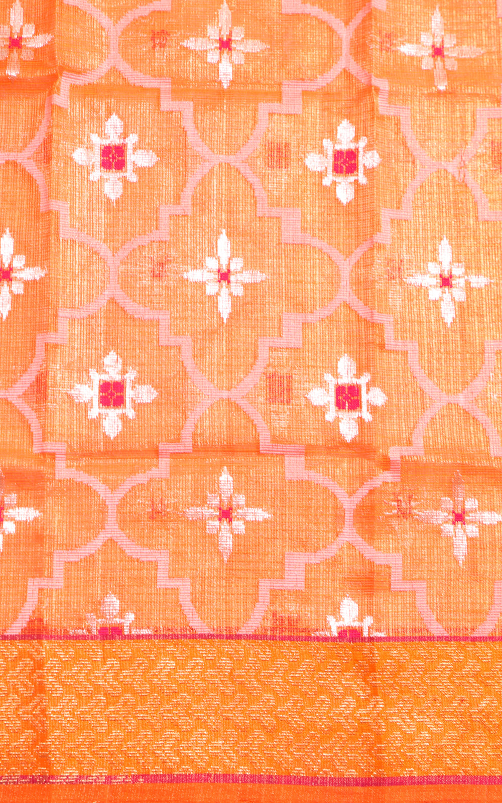 Lavender Zari Kota Saree With Jamdani Weaves