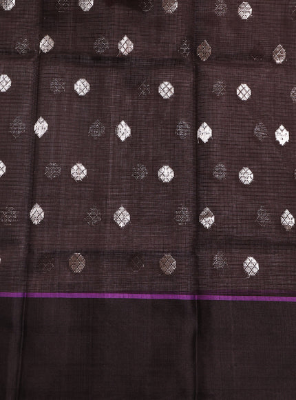 Grey & Black Zari Kota Saree With Jamdani Weaves