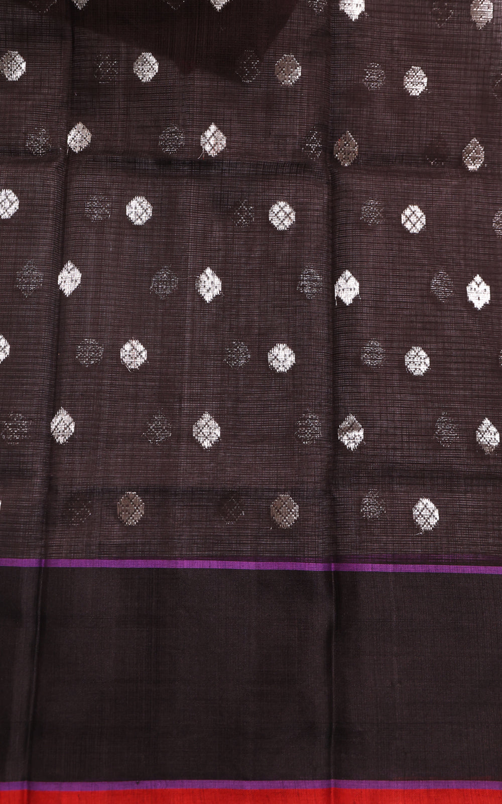 Grey & Black Zari Kota Saree With Jamdani Weaves