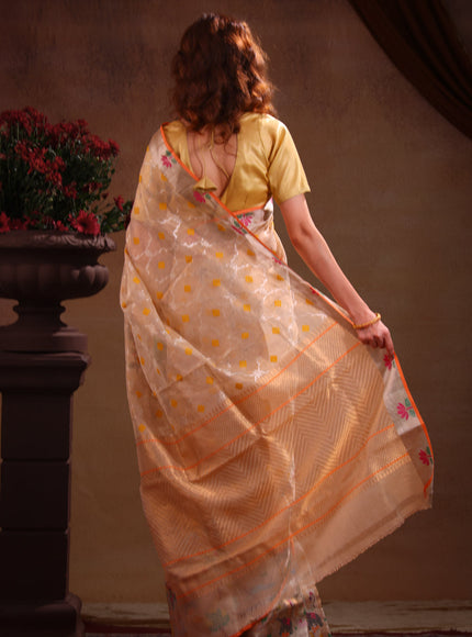 Cream Zari Kota Saree With Rich Mina Border