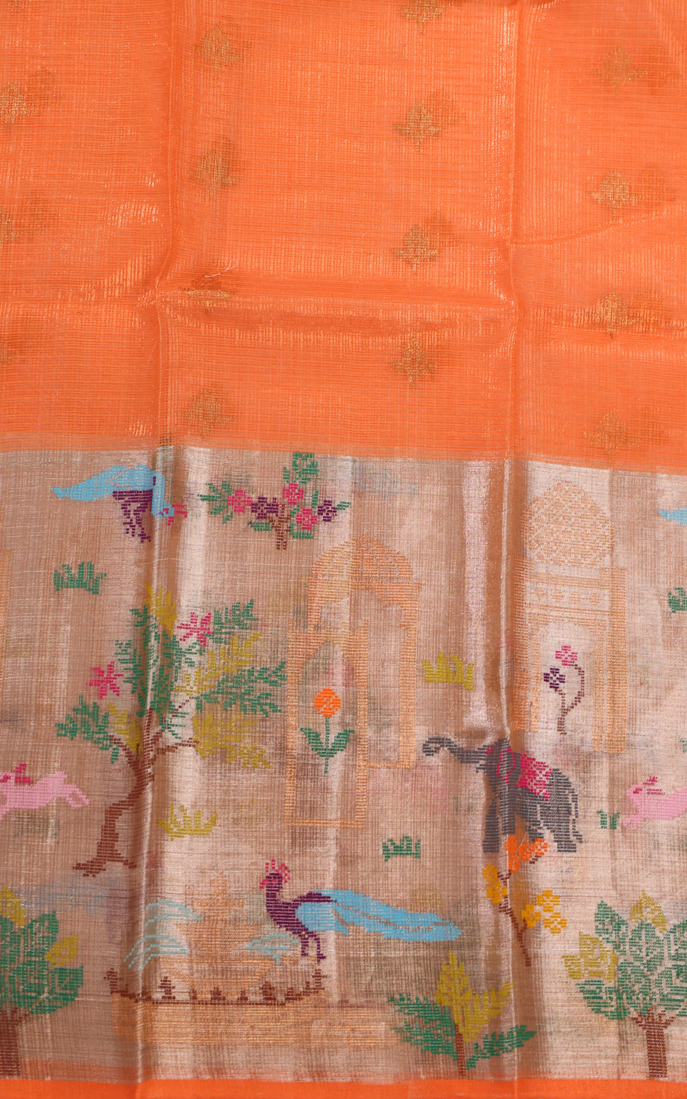 Cream Zari Kota Saree With Rich Mina Border
