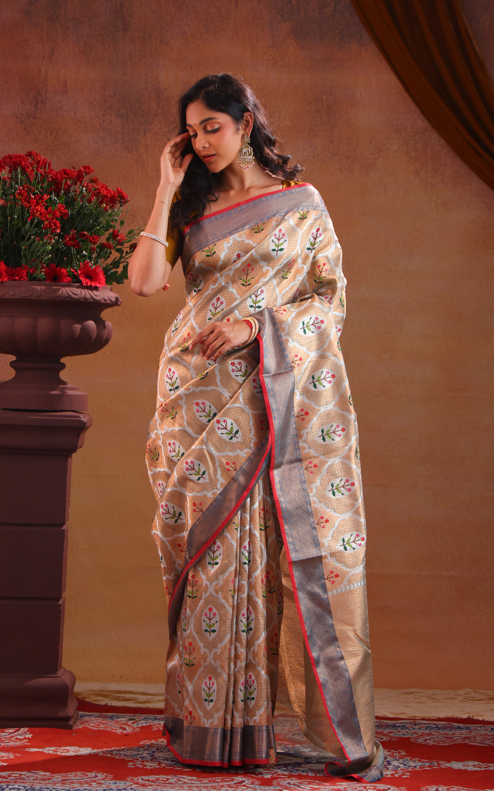 Gold Tissue Zari Kota Saree With Mina Weaves