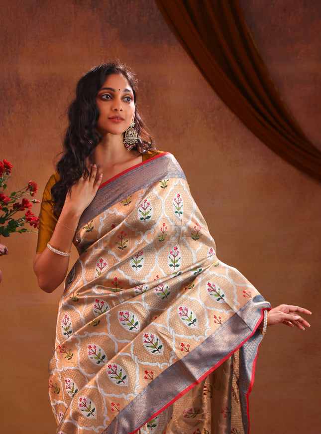 Gold Tissue Zari Kota Saree With Mina Weaves