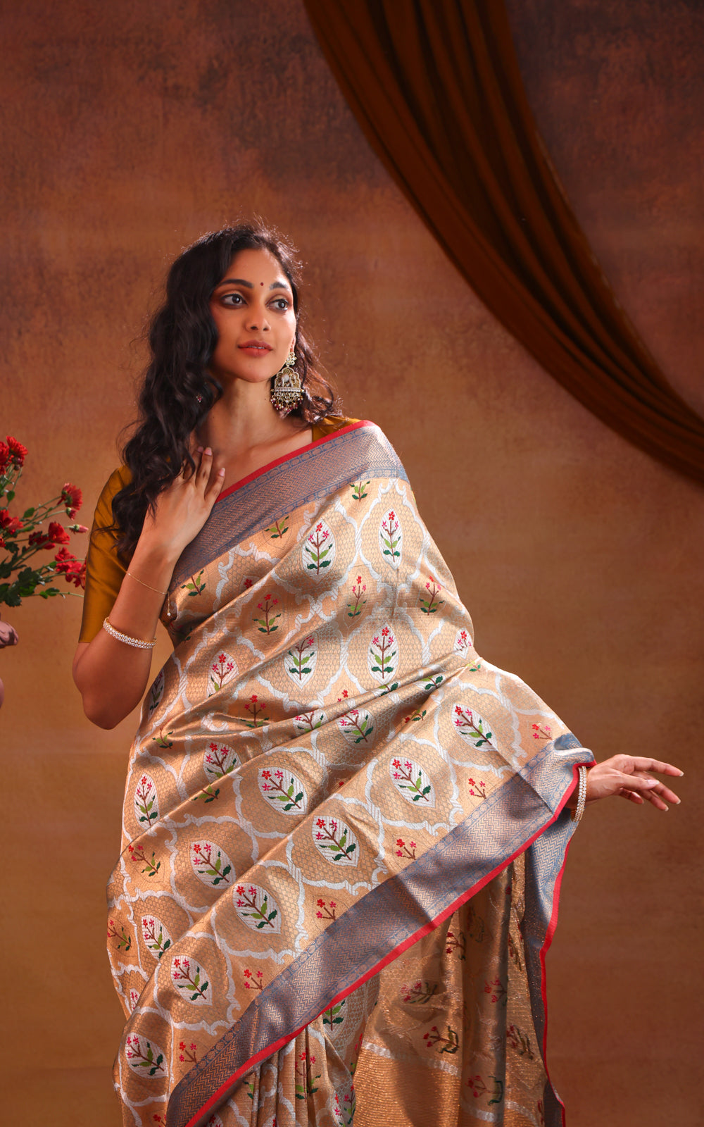 Gold Tissue Zari Kota Saree With Mina Weaves