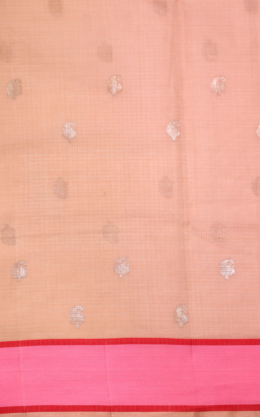 Beige & Pink Zari Kota Saree With Floral Motif