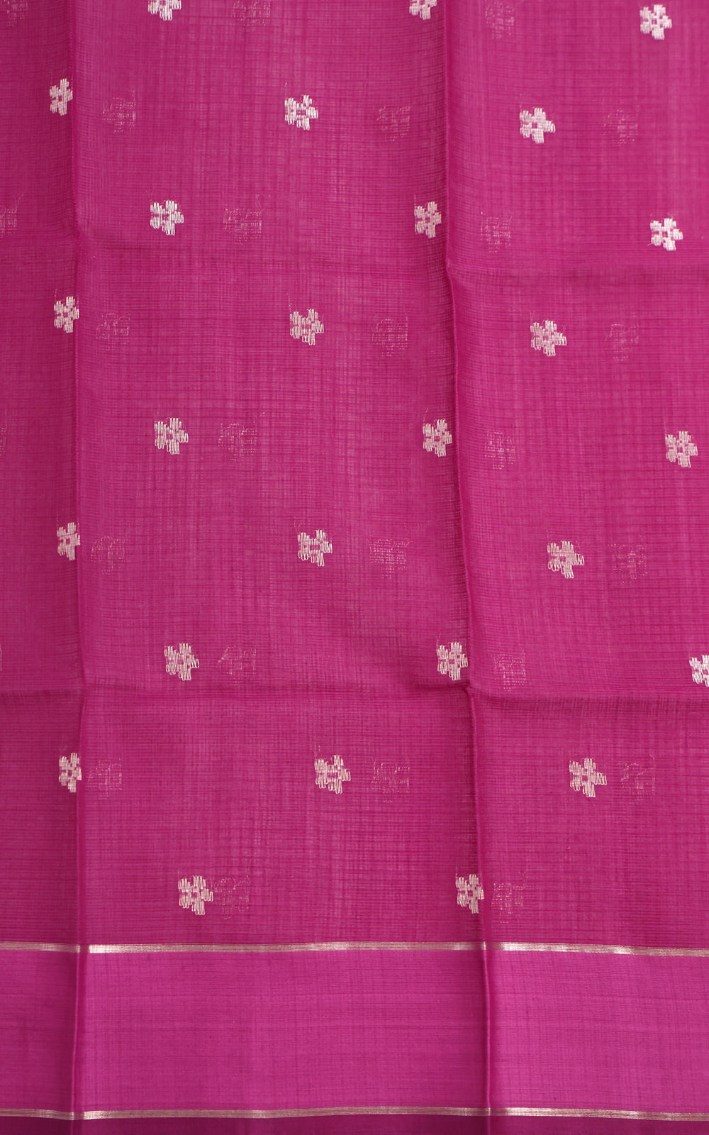 Lotu Pink Zari Kota Saree With Floral Motif
