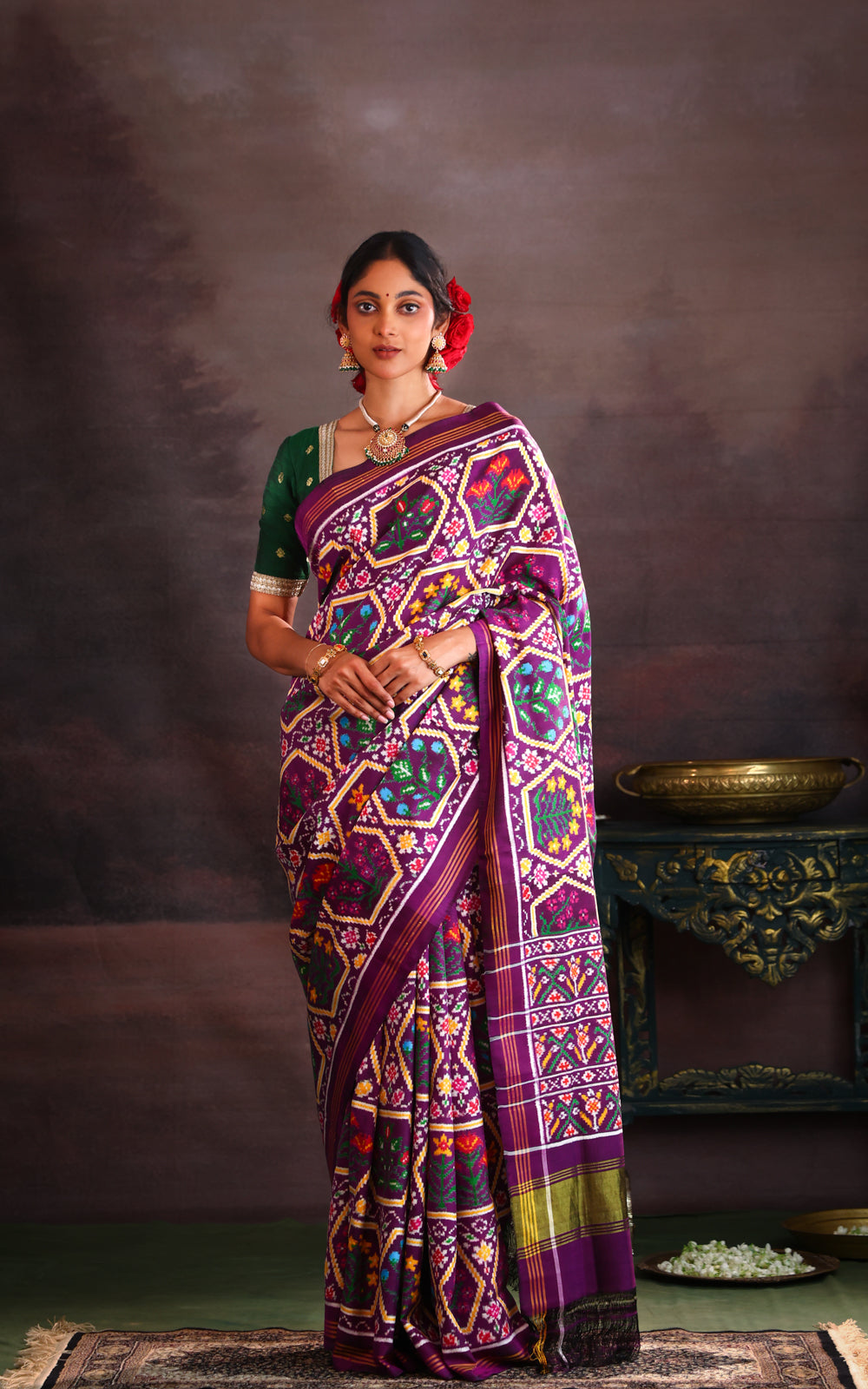 Deep Violet Patan Patola Silk Saree