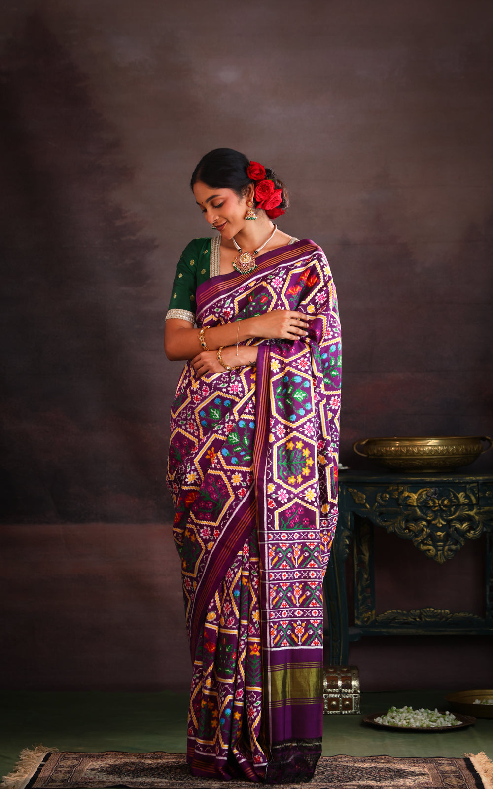 Deep Violet Patan Patola Silk Saree