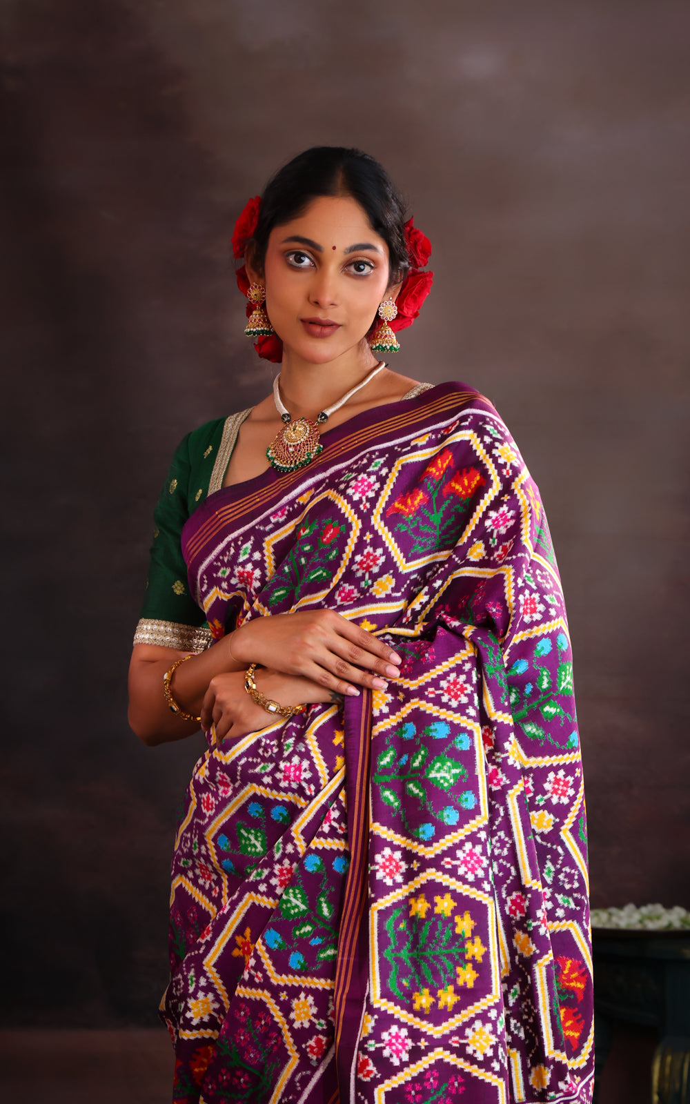 Deep Violet Patan Patola Silk Saree