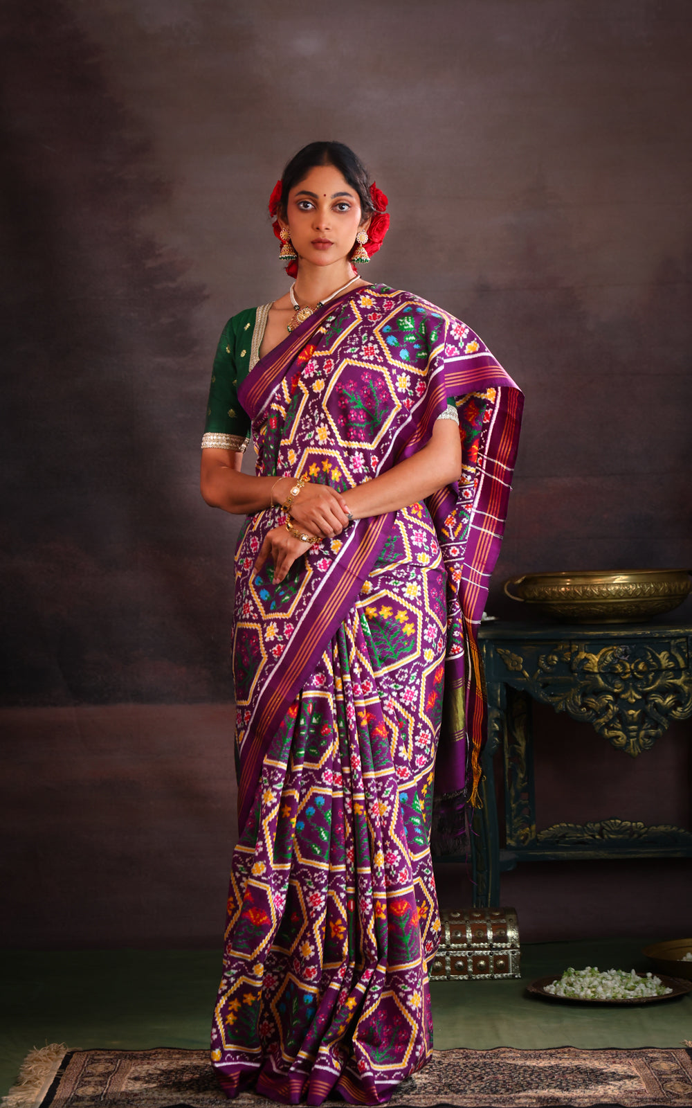 Deep Violet Patan Patola Silk Saree