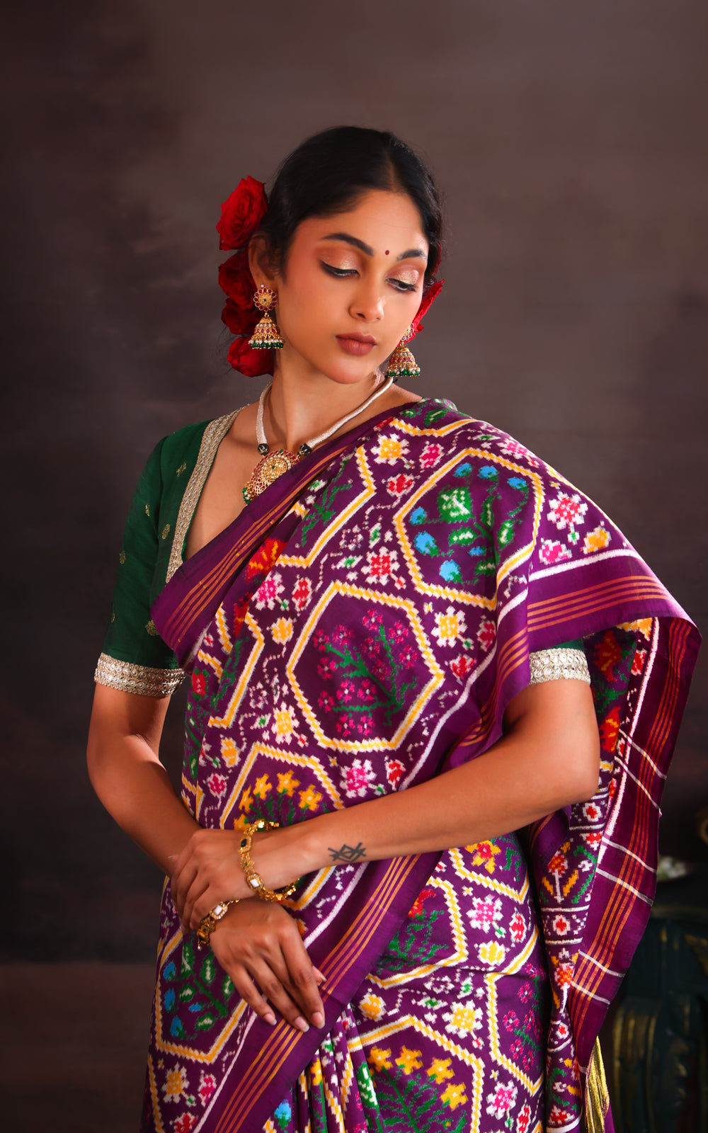 Deep Violet Patan Patola Silk Saree