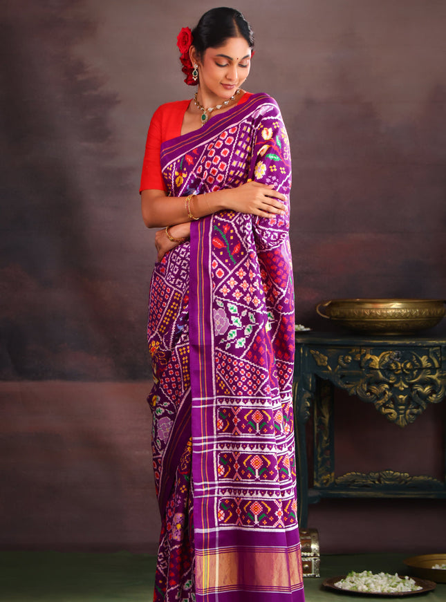 Violet Patan Patola Silk Saree