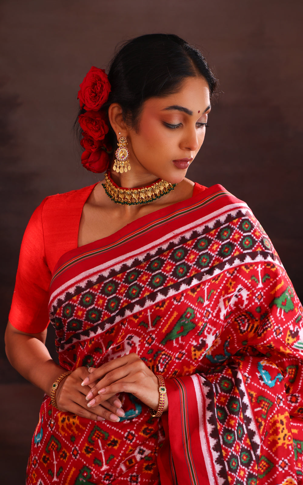Maroon Patan Patola Silk Saree