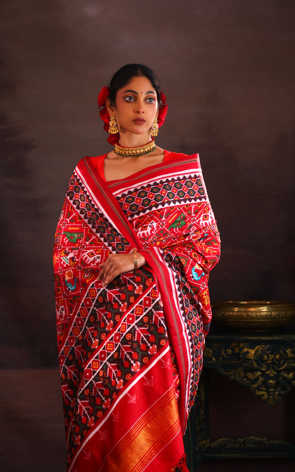 Maroon Patan Patola Silk Saree