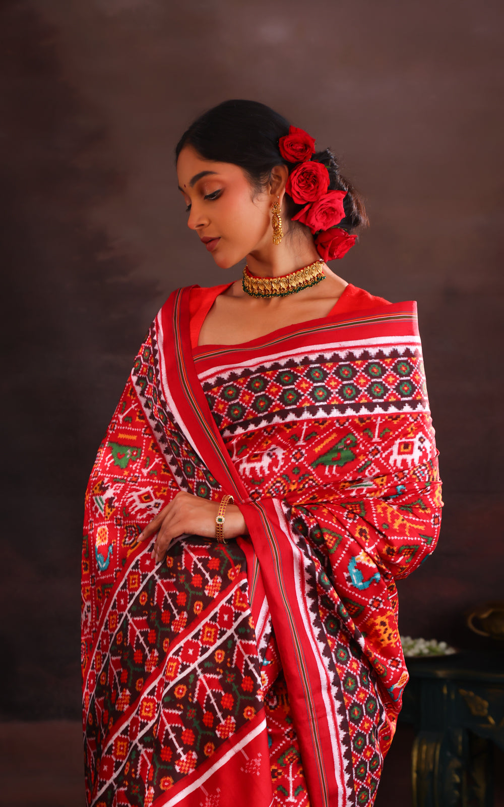 Maroon Patan Patola Silk Saree