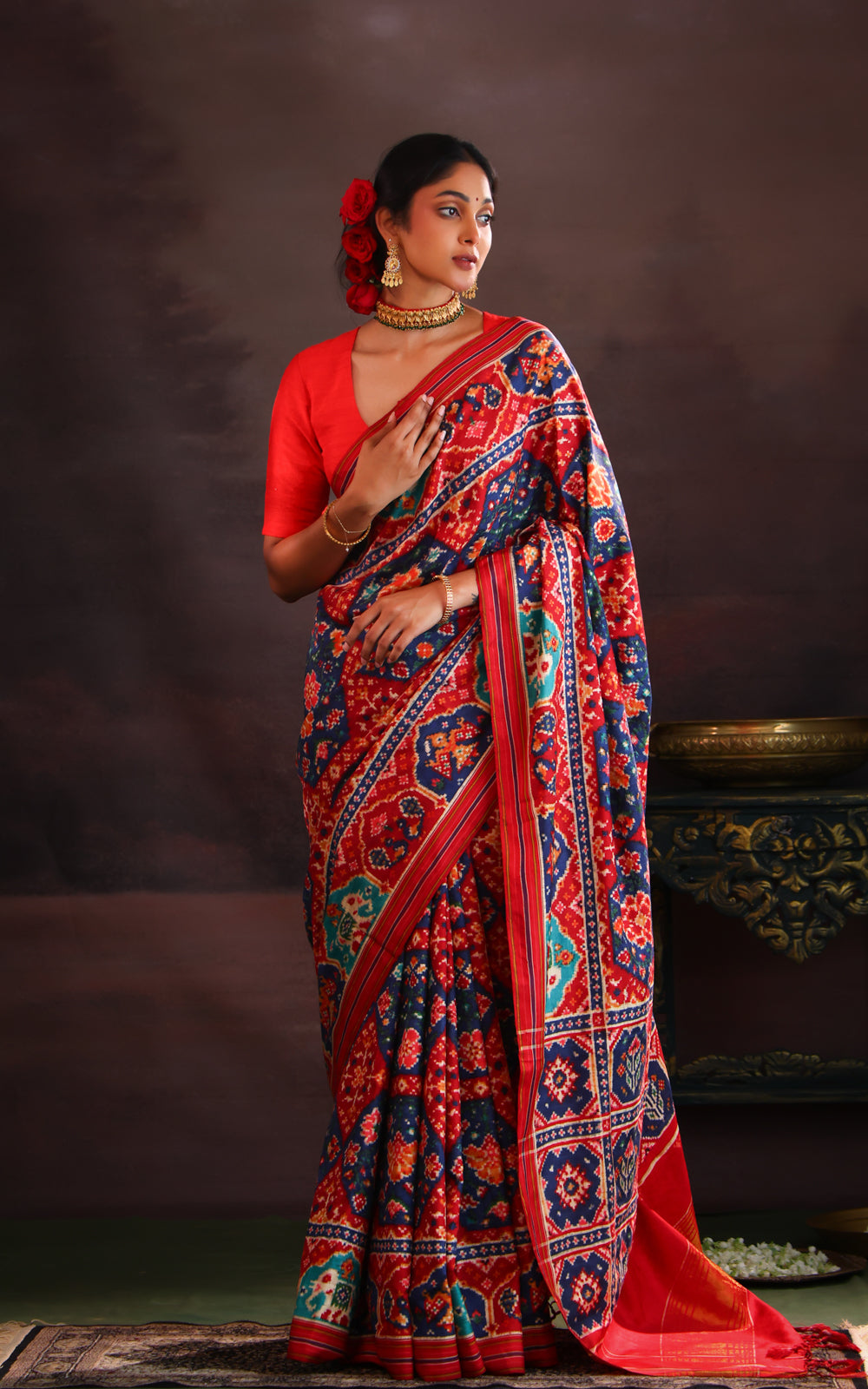 Navy Blue & Maroon Patan Patola Silk Saree