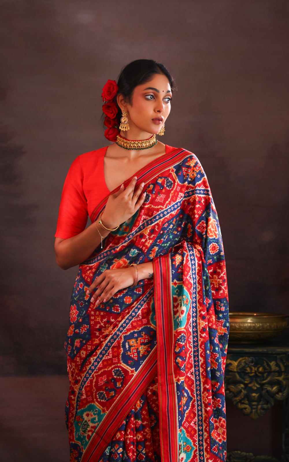 Navy Blue & Maroon Patan Patola Silk Saree