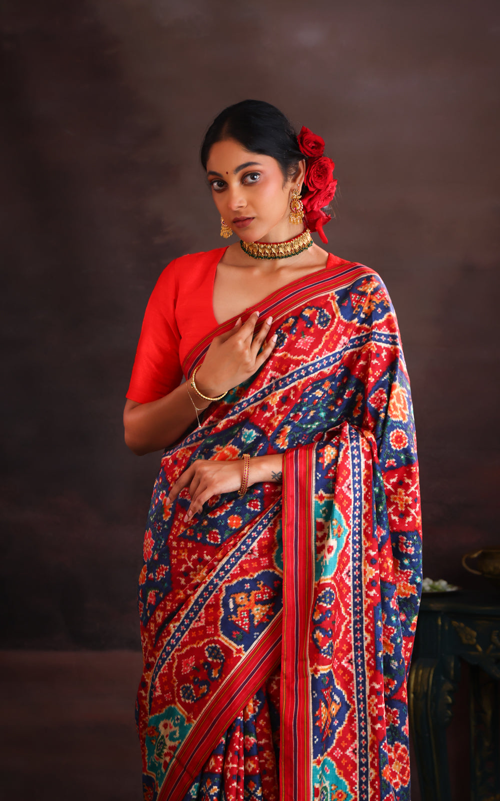 Navy Blue & Maroon Patan Patola Silk Saree