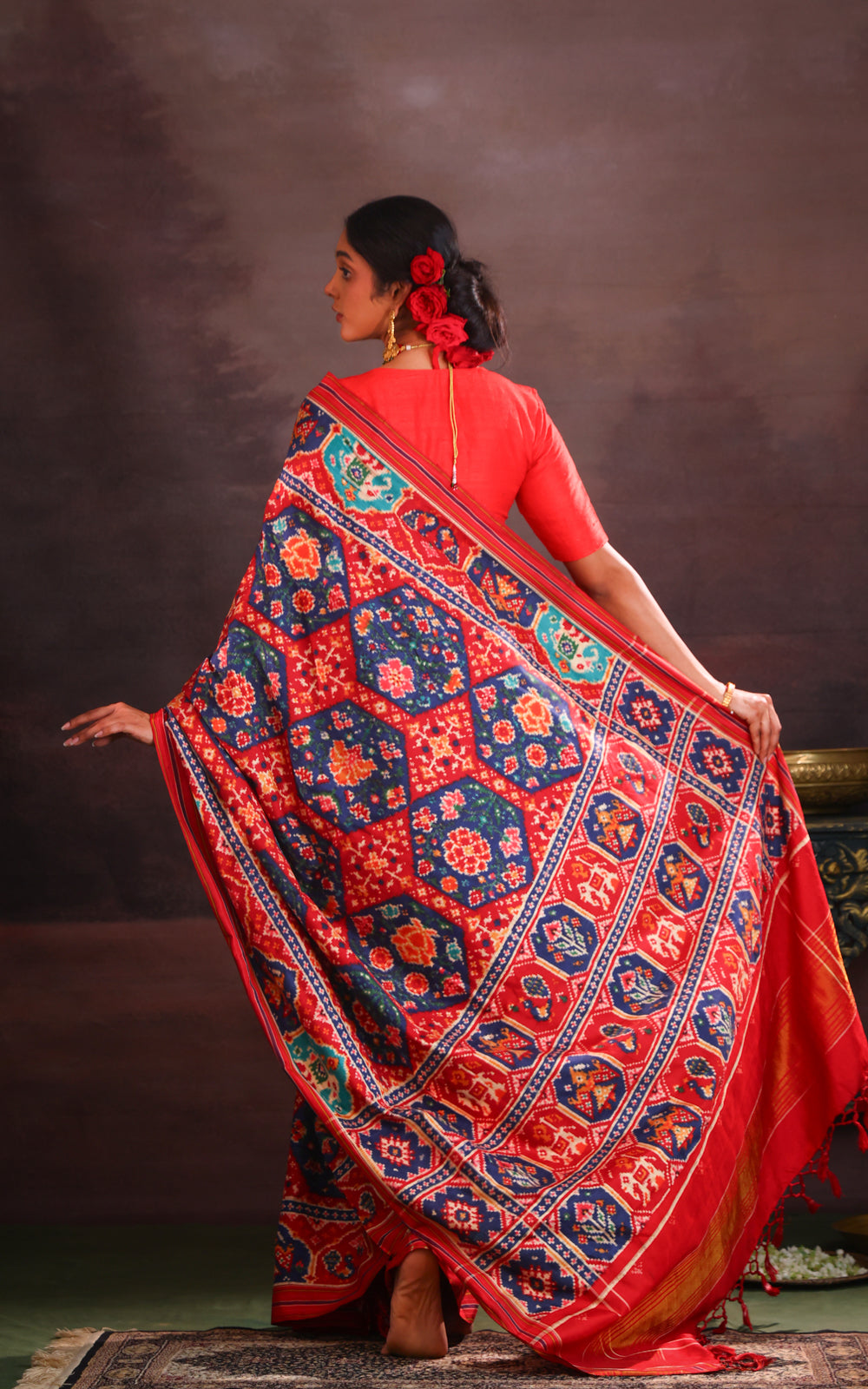 Navy Blue & Maroon Patan Patola Silk Saree