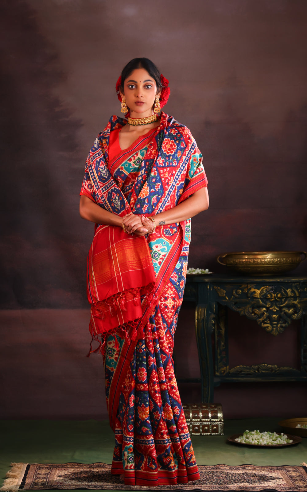 Navy Blue & Maroon Patan Patola Silk Saree