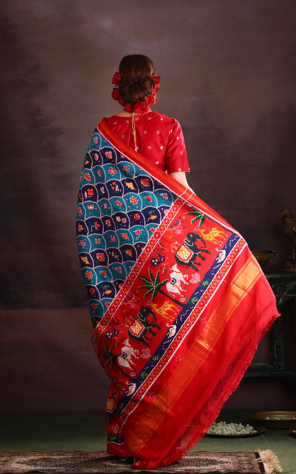 Blue & Red Patan Patola Silk Saree