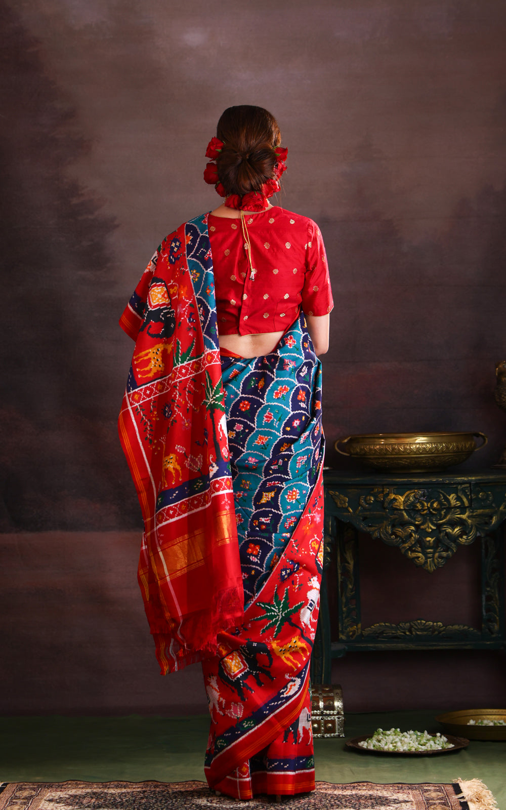 Blue & Red Patan Patola Silk Saree
