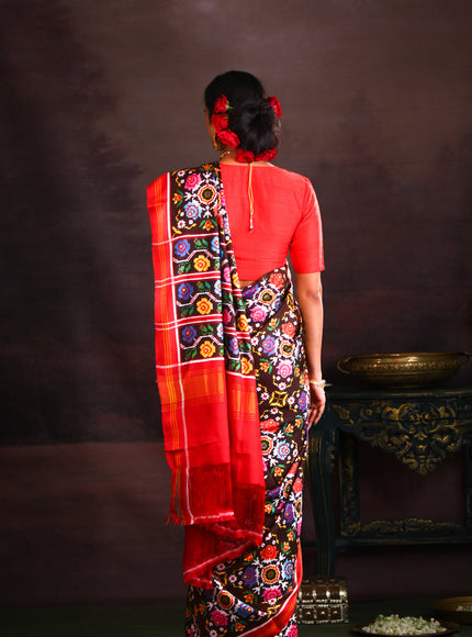 Coffee Brown & Red Patan Patola Silk Saree