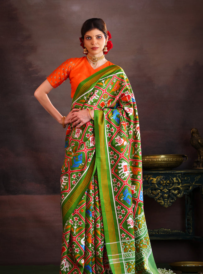 Green Patan Patola Silk Saree