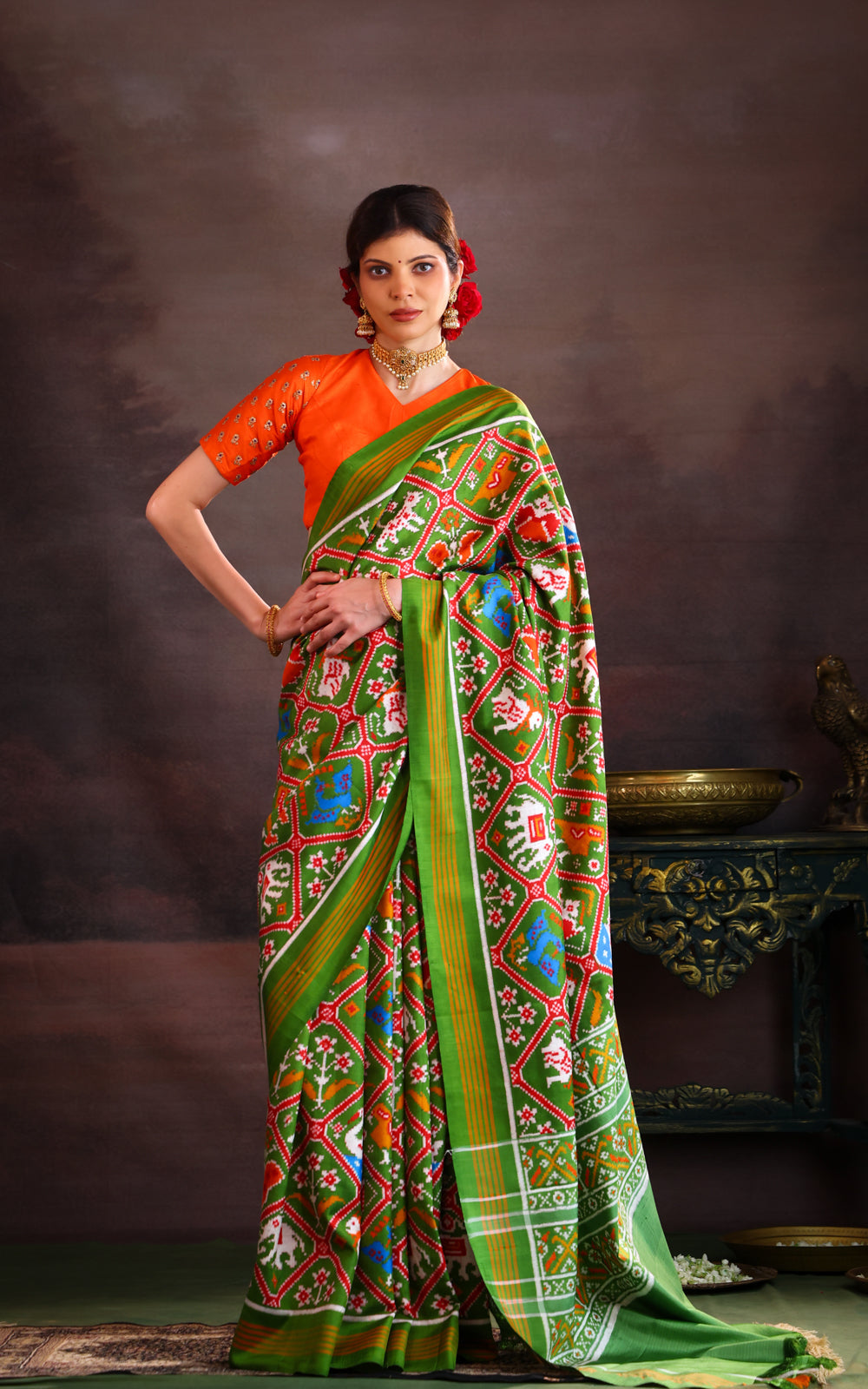 Green Patan Patola Silk Saree