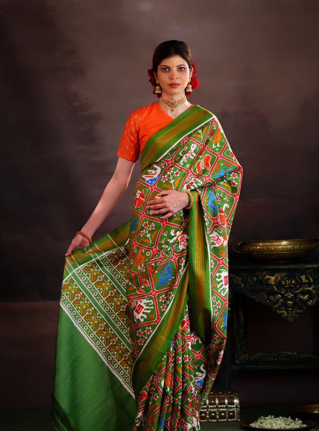 Green Patan Patola Silk Saree