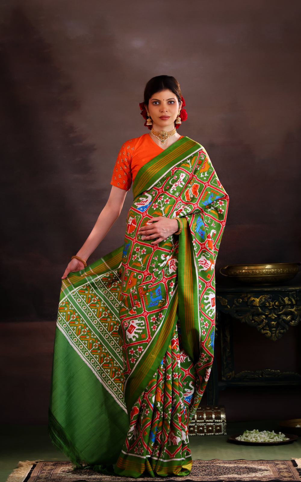 Green Patan Patola Silk Saree