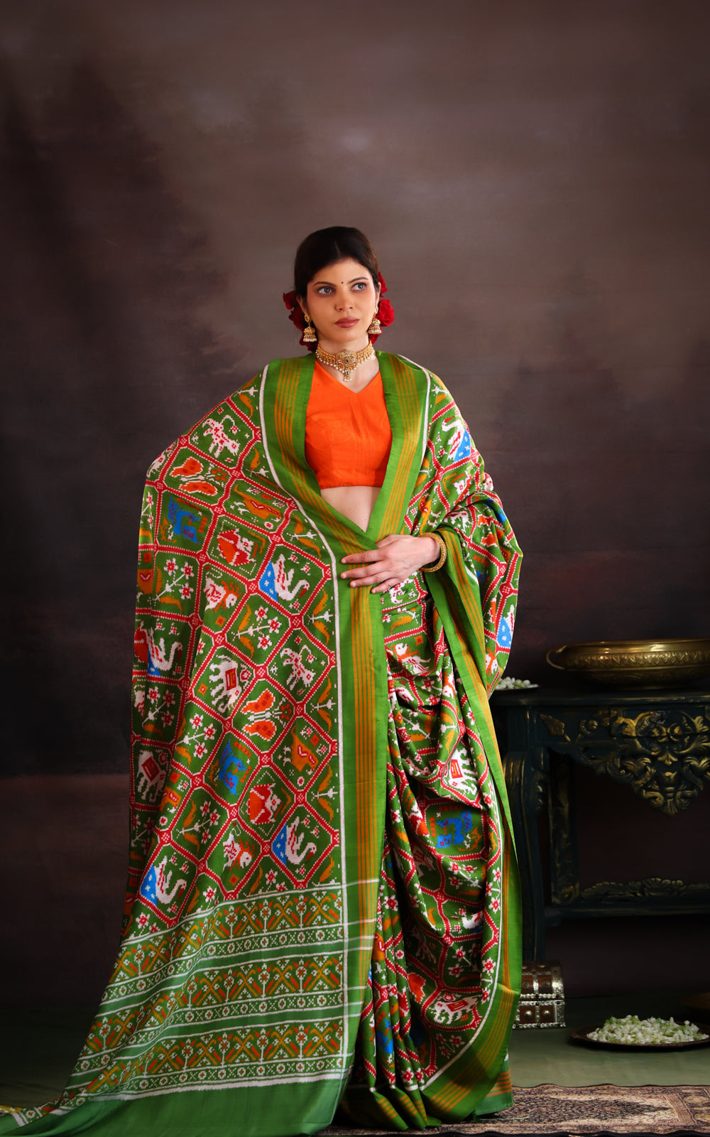 Green Patan Patola Silk Saree