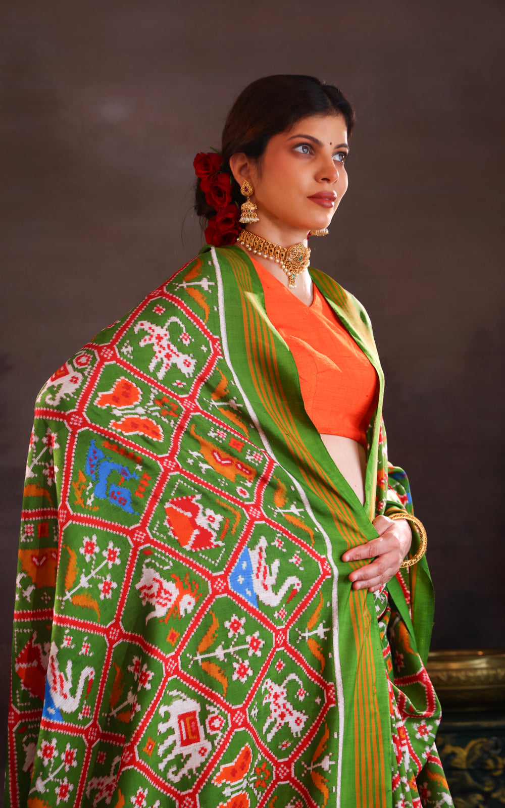 Green Patan Patola Silk Saree