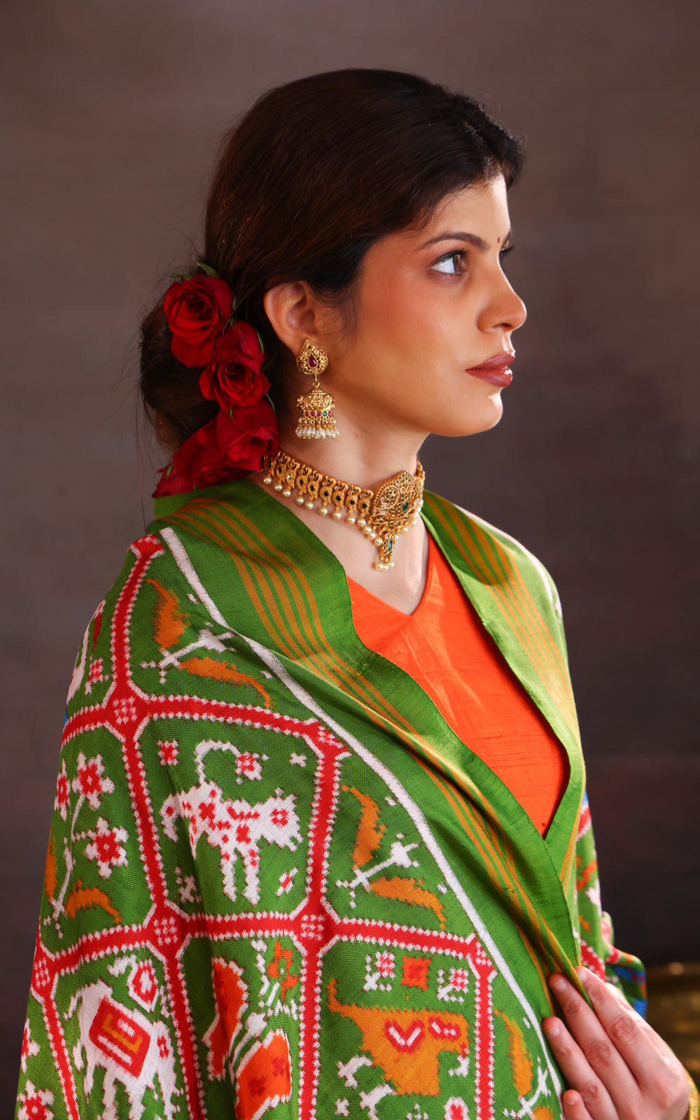 Green Patan Patola Silk Saree