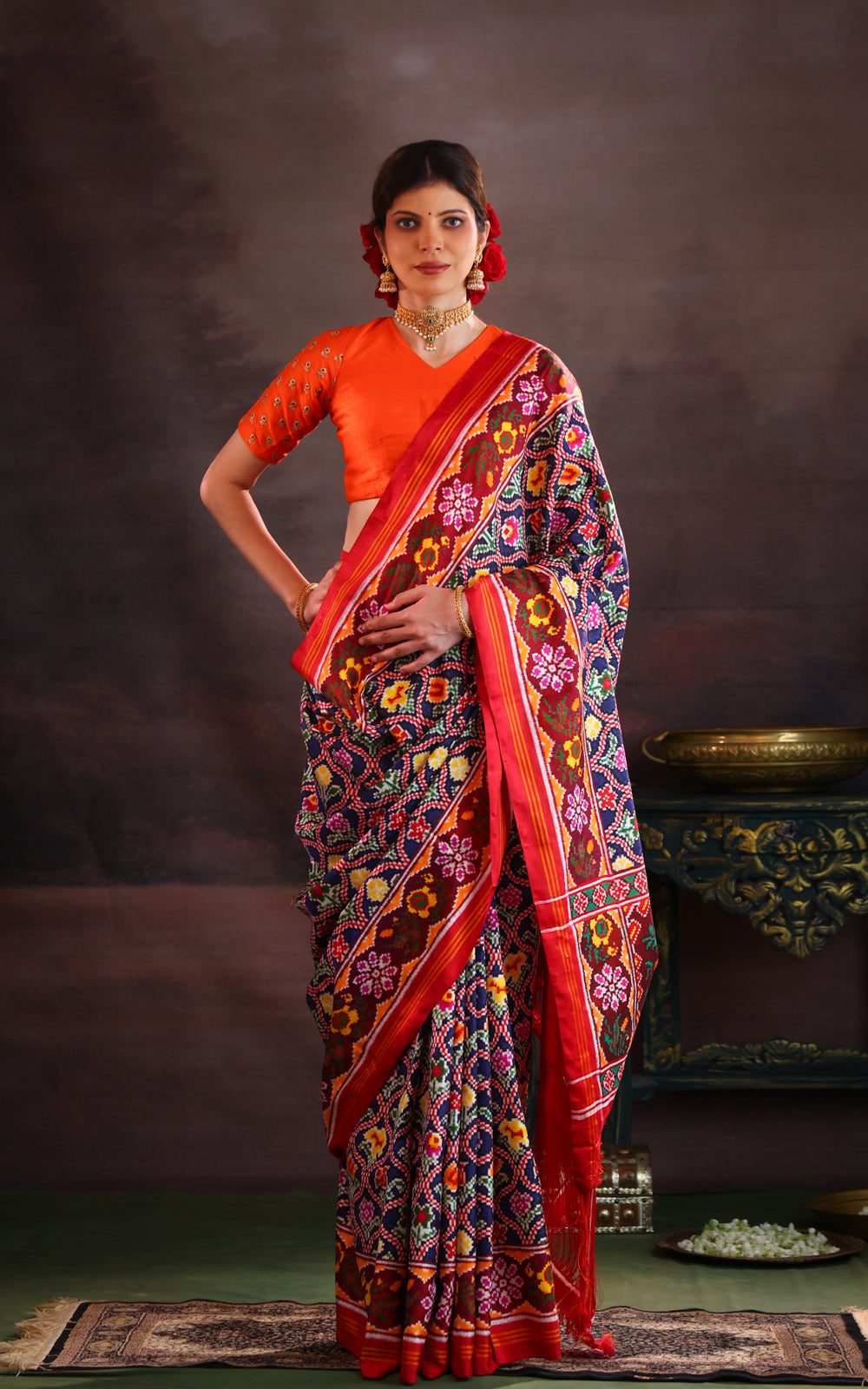 Navy Blue & Maroon Patan Patola Silk Saree