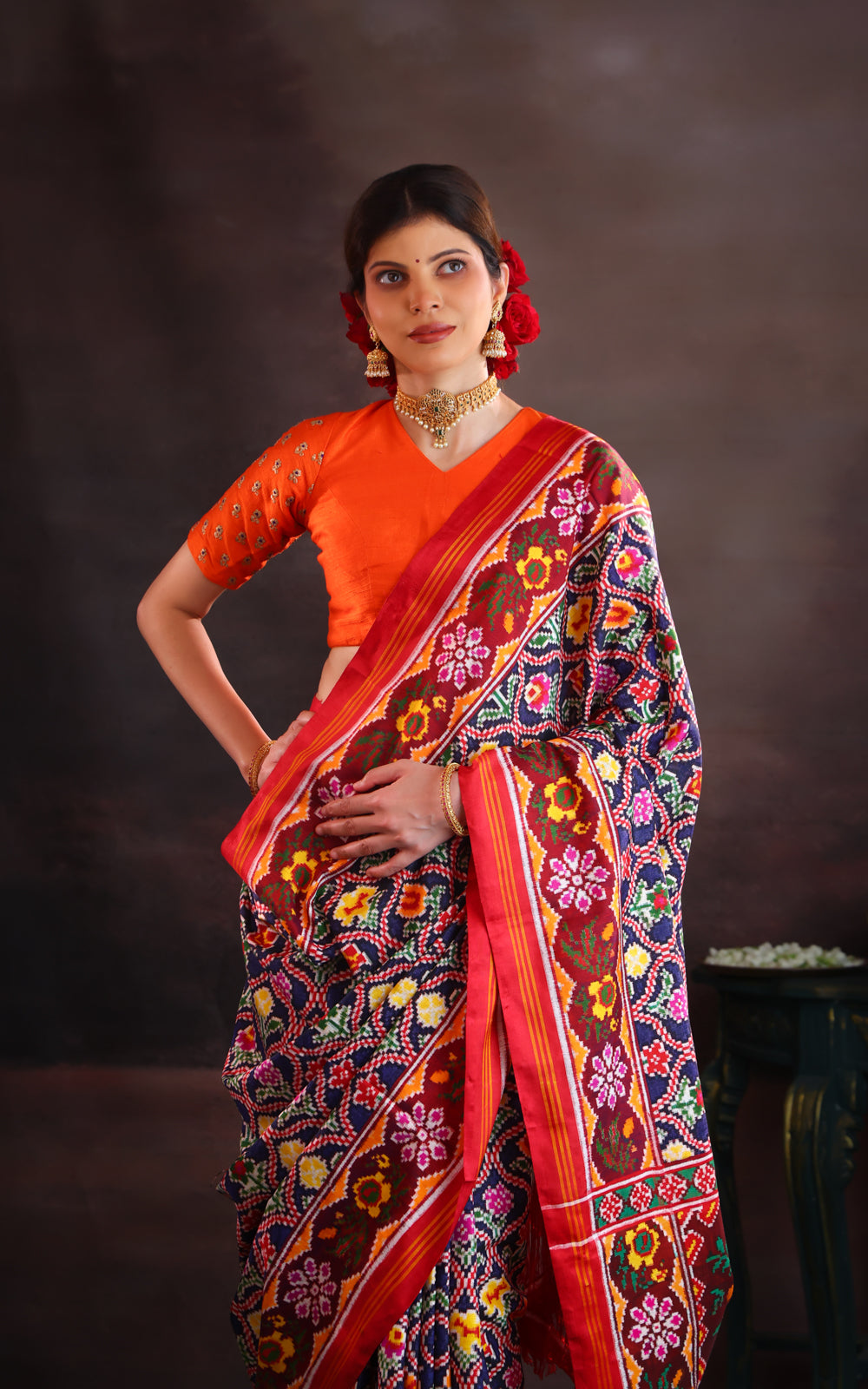 Navy Blue & Maroon Patan Patola Silk Saree